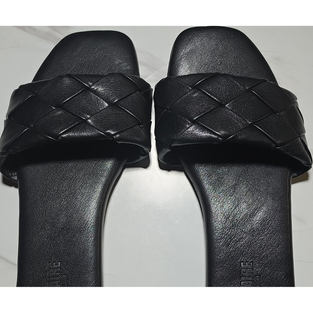 Women's Black Quilted Slip On Slide Sandals US 8.5 Casual Rubber Outsole